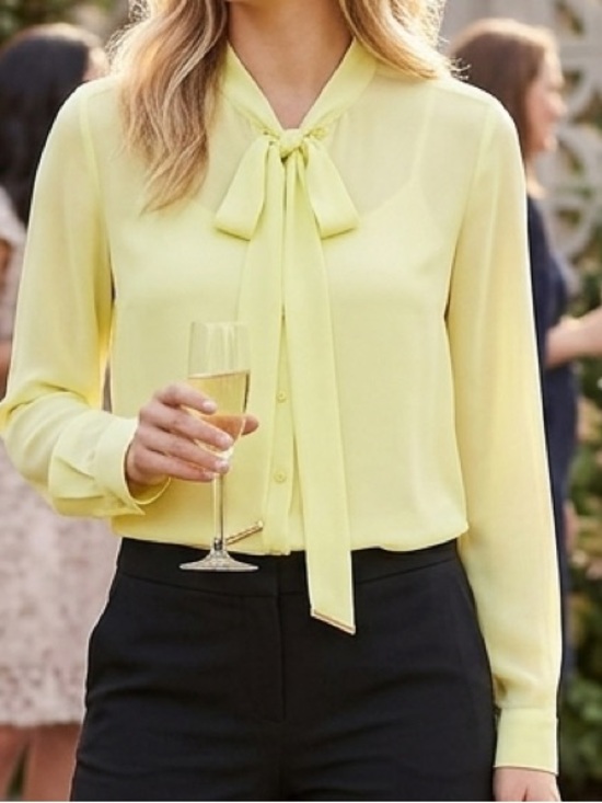 Worthington Tops - Worthington 2 pc Set Tie-Neck Blouse and Camisole